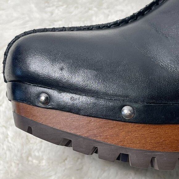 UGG #1117358 Women's Black Boho Judi Leather Wooden Clogs Slip On Shoes Size 9 - Picture 12 of 16